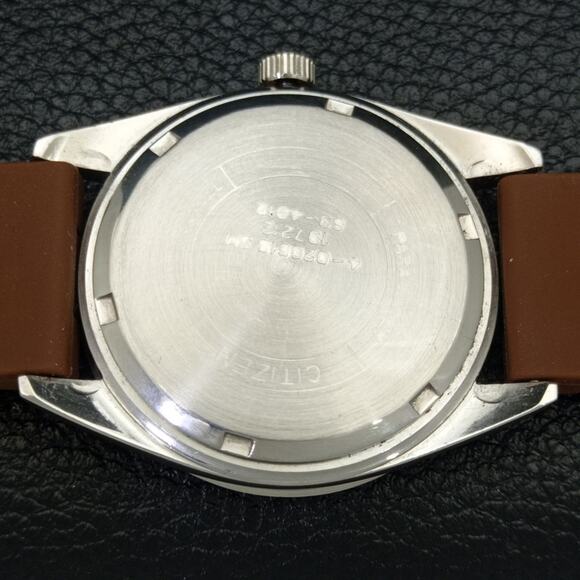 Vintage 1980 Citizen Automatic Mens Silver Watch W/Rubber Strap & White accents - Picture 8 of 8